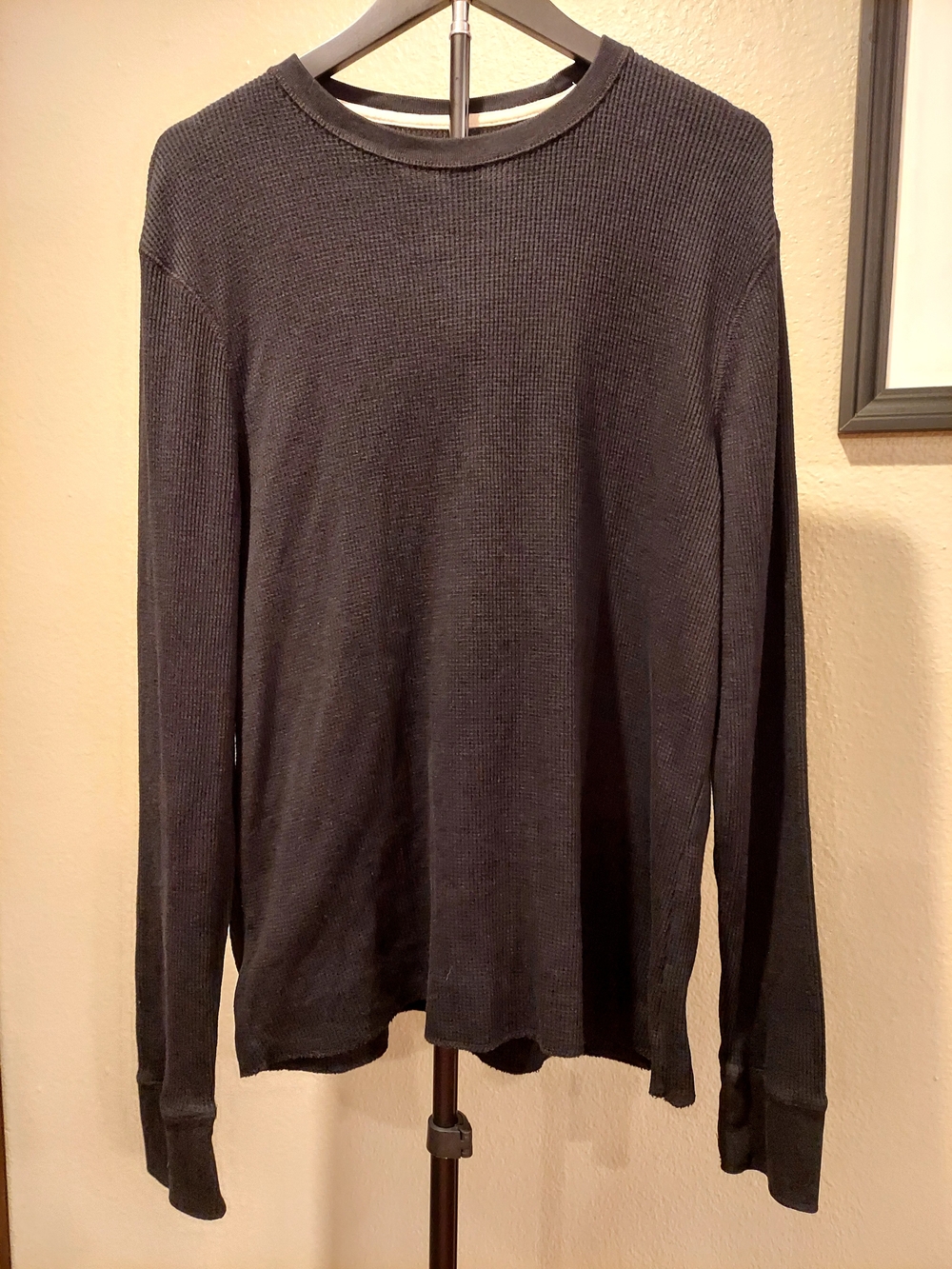 Men's Black Thermal Long-Sleeve Shirt